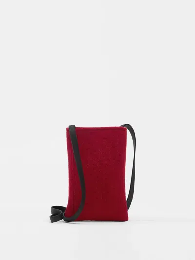 Eileen Fisher Waste No More Felted Phone Pouch In Red