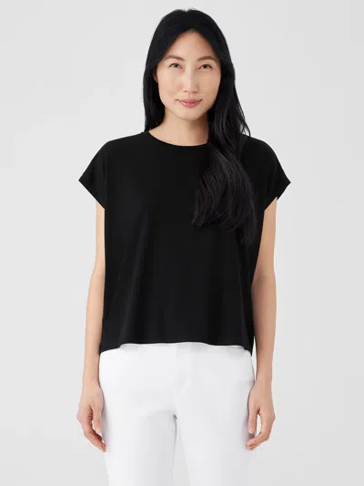 Eileen Fisher Fine Jersey Square Top In Black