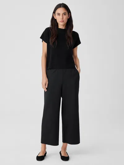 Eileen Fisher Melange Boiled Wool Jersey Wide-leg Pant In Regenerative Wool In Black