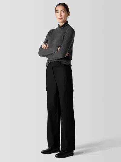 Eileen Fisher Felted Wool Jersey Cargo Pant In Regenerative Wool In Gray