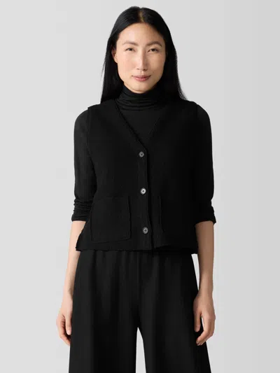 Eileen Fisher Lightweight Boiled Wool Vest In Regenerative Wool In Black