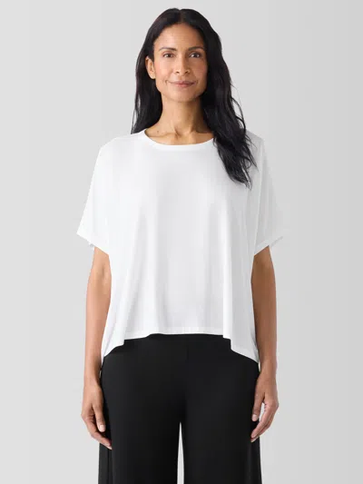 Eileen Fisher Fine Jersey Crew Neck Box-top In White