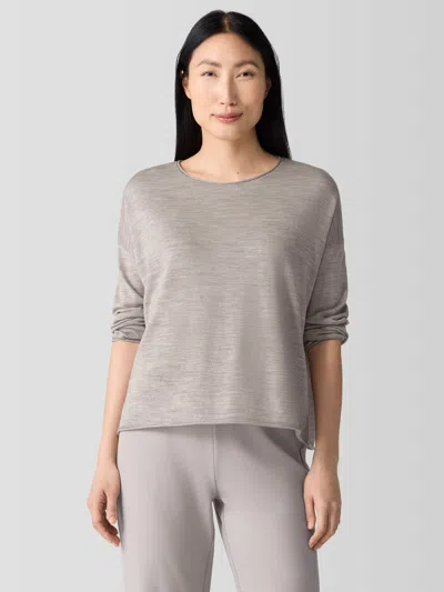 Eileen Fisher Fine Merino Box-top In Regenerative Wool In Gray