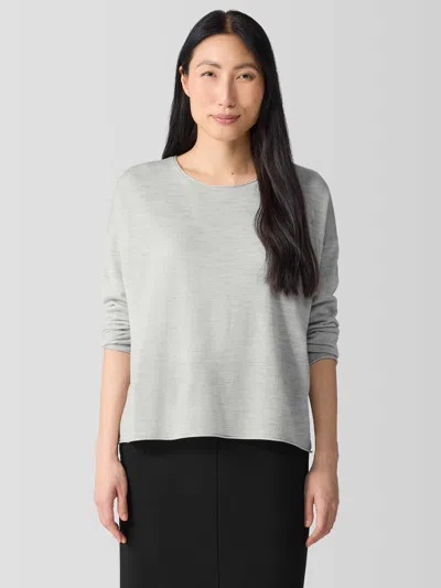 Eileen Fisher Fine Merino Box-top In Regenerative Wool In Gray