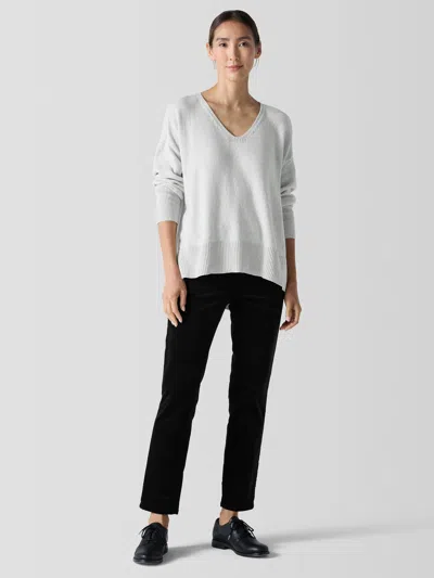 Eileen Fisher Organic Cotton Stretch Velveteen Pant In Black