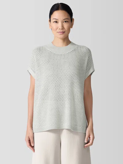 Eileen Fisher Merino Mock Neck Top In Regenerative Wool In Gray