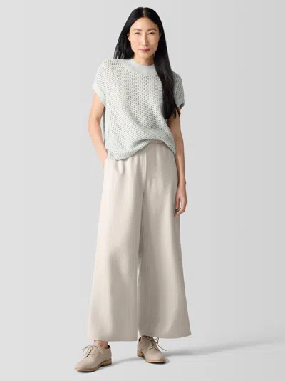 Eileen Fisher Felted Wool Jersey Wide-leg Pant In Regenerative Wool In White