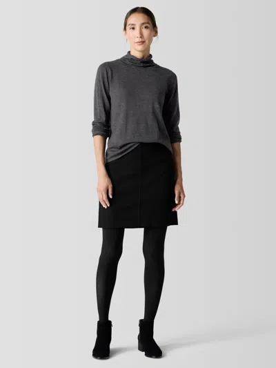 Eileen Fisher Felted Wool Jersey Mini Skirt In Regenerative Wool In Black