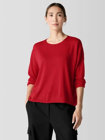 Eileen Fisher Fine Merino Box-top In Regenerative Wool In Red