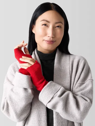Eileen Fisher Merino Glovelettes In Regenerative Wool In Red
