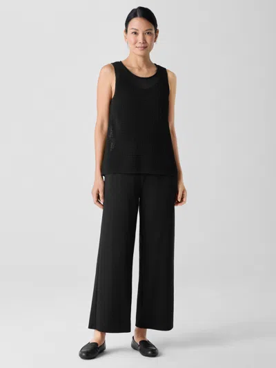 Eileen Fisher Melange Boiled Wool Jersey Wide-leg Pant In Regenerative Wool In Black
