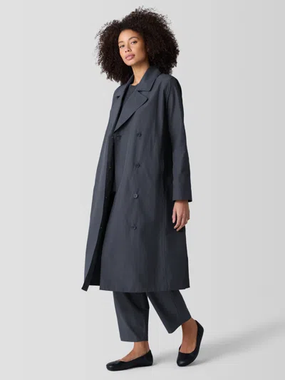 Eileen Fisher Light Cotton Nylon Trench Coat In Gray