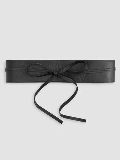 Eileen Fisher Buttery Leather Wrap Belt In Black