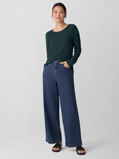 Eileen Fisher High Rise Ankle Straight Leg Jeans In Medium Indigo In Blue