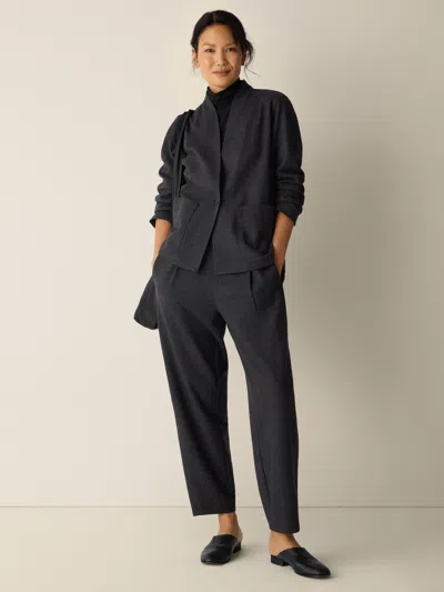 Eileen Fisher Melange Boiled Wool Jersey High Collar Jacket In Regenerative Wool In Gray