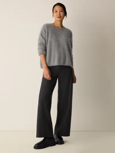 Eileen Fisher Melange Boiled Wool Jersey Wide-leg Pant In Regenerative Wool In Gray