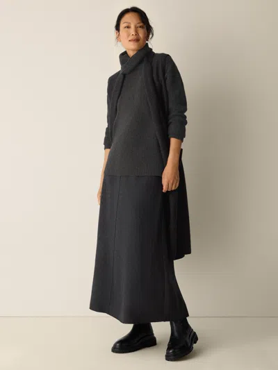 Eileen Fisher Melange Boiled Wool Jersey A-line Skirt In Regenerative Wool In Gray