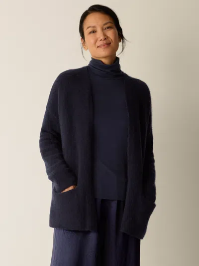 Eileen Fisher Open Front Cashmere Blend Cardigan In Blue