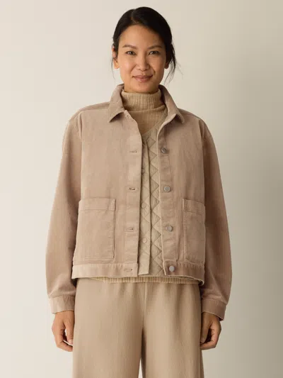 Eileen Fisher Organic Cotton Stretch Corduroy Jacket In Brown