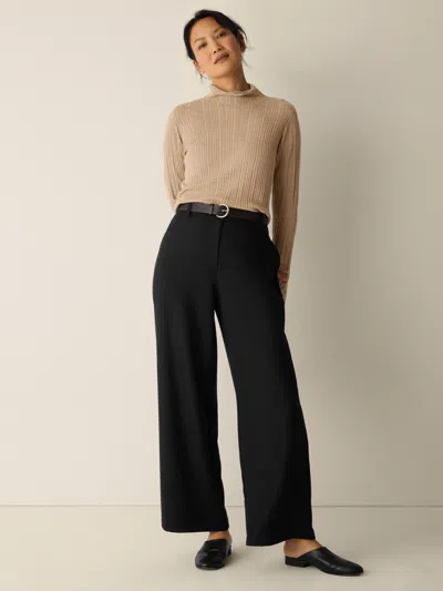 Eileen Fisher Melange Boiled Wool Jersey Wide-leg Pant In Regenerative Wool In Black