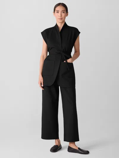 Eileen Fisher Melange Boiled Wool Jersey Wide-leg Pant In Regenerative Wool In Black
