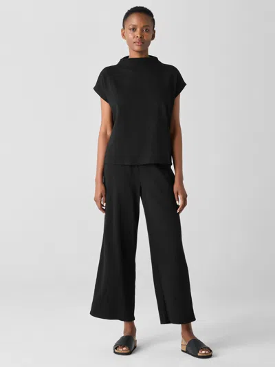 Eileen Fisher Melange Boiled Wool Jersey Wide-leg Pant In Regenerative Wool In Blue