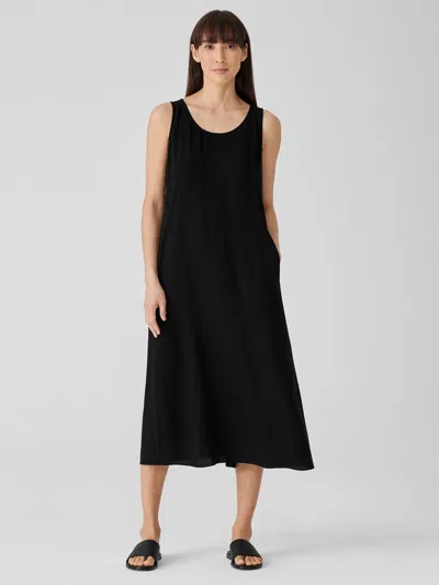 Eileen Fisher Cozy Organic Cotton Thermal Tank Dress In Black