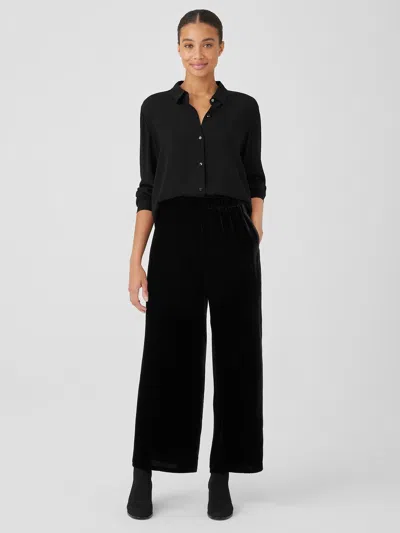Eileen Fisher Silk Georgette Crepe Wide-leg Pant In Black