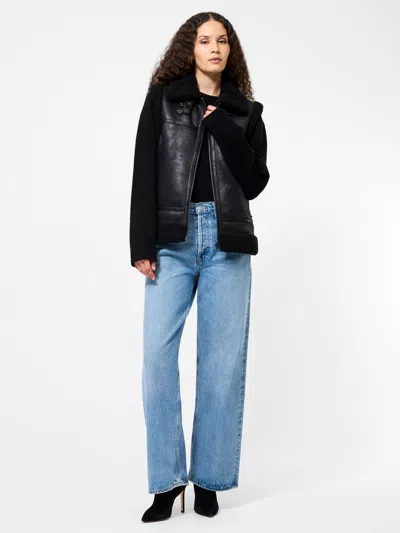 French Connection Camry Faux Suede Sleeveless Gilet  Jackets In Black