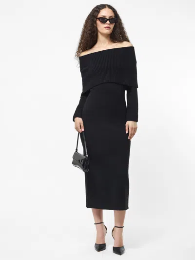 French Connection Emilia Knit Off-the-shoulder Dress In Black