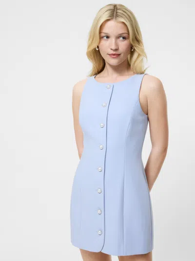 French Connection Azra Twill Button Front Dress In Blue