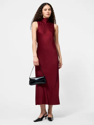 French Connection Ennis Bow Back Sleeveless Satin Maxi Dress In Red