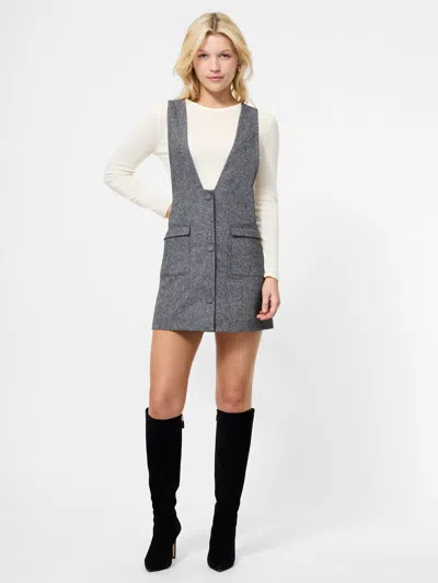 French Connection V-neck Wool Blend Apron Minidress In Gray