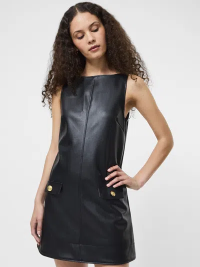 French Connection Dessa Sleeveless Faux Leather Minidress In Black