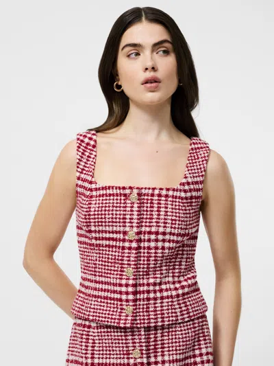 French Connection Brushed Houndstooth Sleeveless Top  Tops In Red