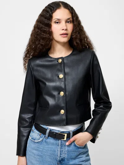 French Connection Dessa Crop Faux Leather Jacket In Black