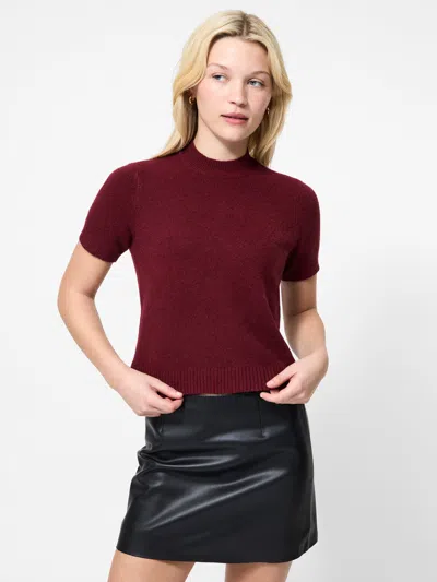 French Connection Vhari Short Sleeve Crop Sweater In Red