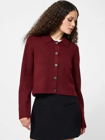 French Connection Ellie Collared Knit Cardigan In Brown