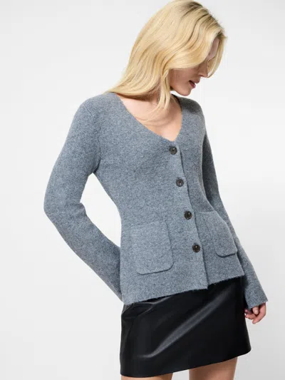 French Connection Ellie Knit V-neck Cardigan  Knitwear In Gray