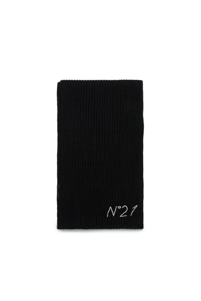 N°21 Wool-blend Scarf With Logo In Black