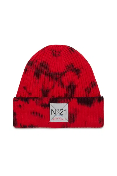 N°21 Tie-dye Knit Beanie In Red