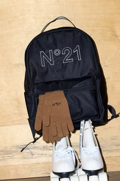 N°21 Wool-blend Gloves With Logo In Brown