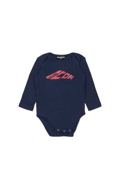 Dsquared2 Ribbed Bodysuit With Icon Logo In Blue