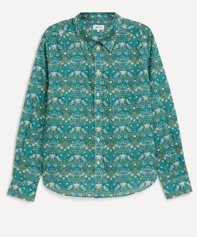 Liberty Women's Strawberry Thief Tana Lawn Cotton Fitted Shirt In Green