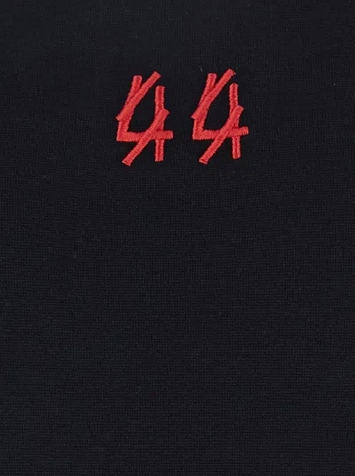 44 Label Group Black Crewneck Sleeveless Top With Embroidery On The Front In Cotton Man In Black