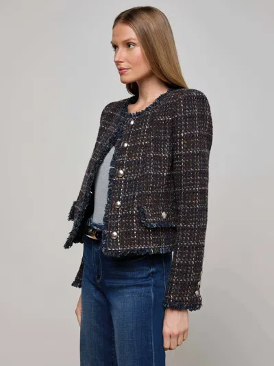 L'agence Zaya Tweed Jacket In Brown