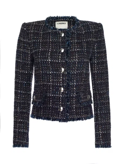 L'agence Zaya Tweed Jacket In Brown