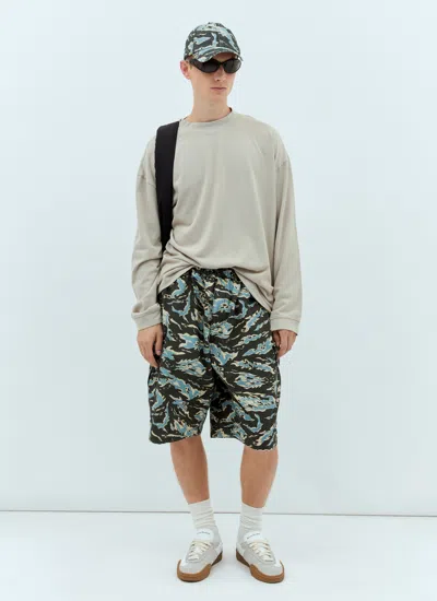 Acne Studios Men Printed Ripstop Shorts In Green