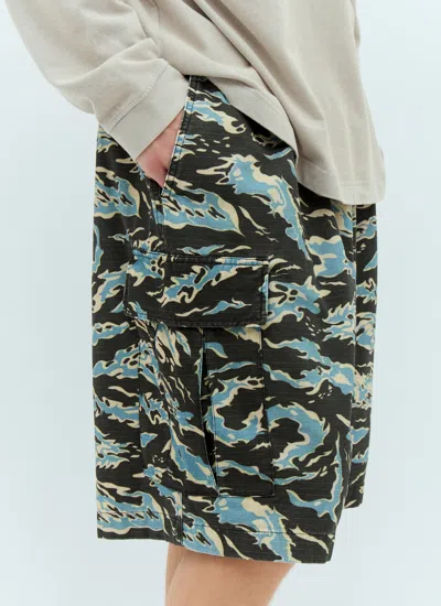 Acne Studios Men Printed Ripstop Shorts In Green