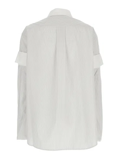 Acne Studios White Layered Shirt With All-over Striped Motif In Cotton Woman In White